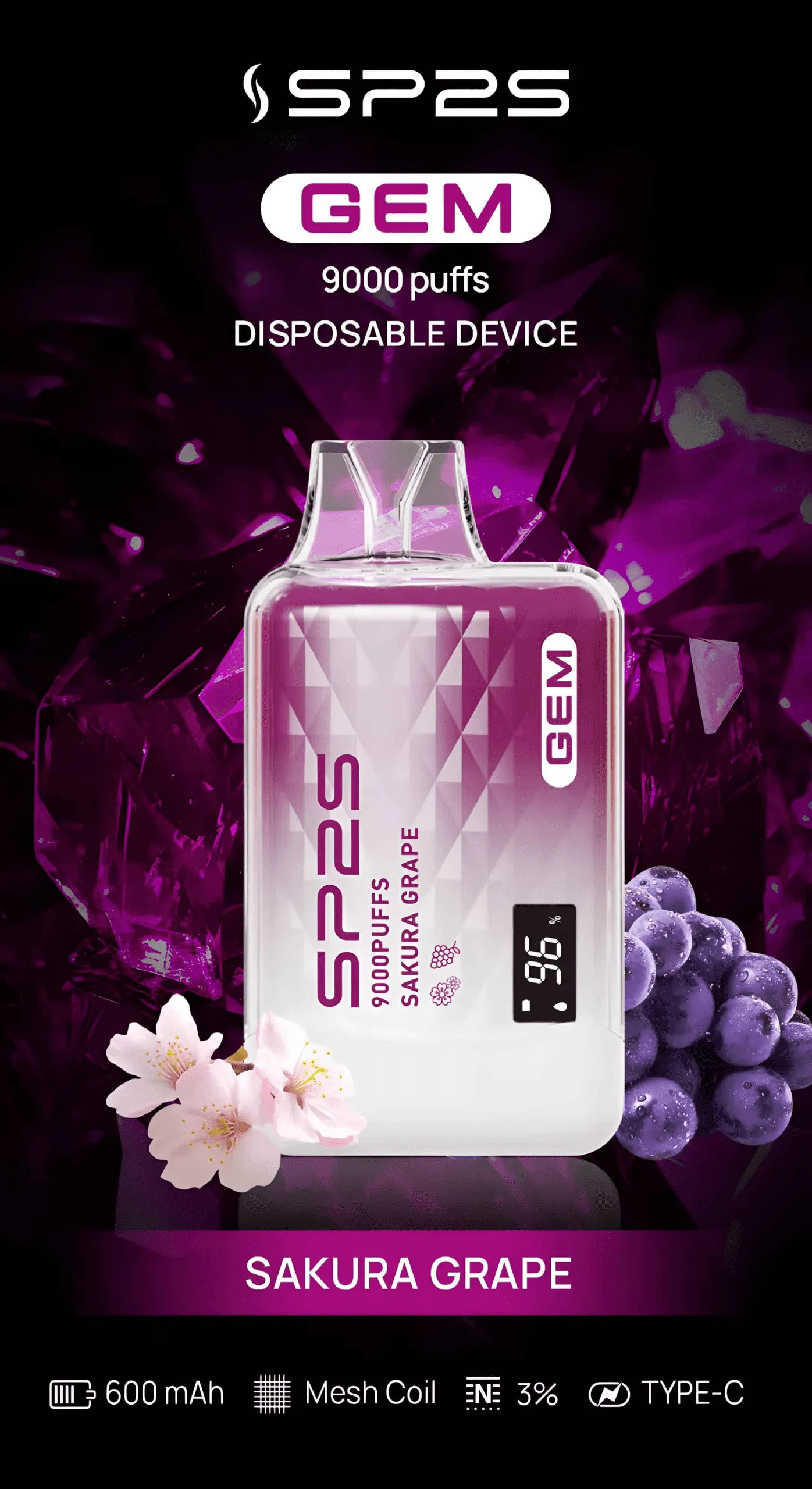 SP2S 拋棄式 9000 口 櫻花葡萄